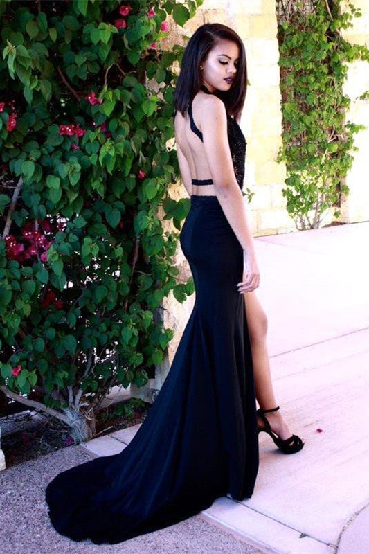 Sleeveless Prom Gown with Daring Slit