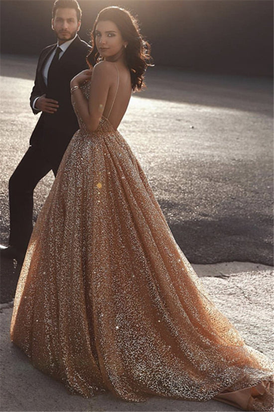 Gold Sequins Long Prom Dress: Glamorous and Elegant