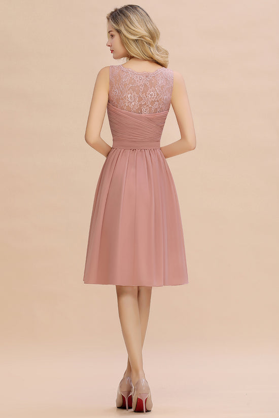 Simple Short A Line V-neck Knee Length Chiffon Bridesmaid Dress