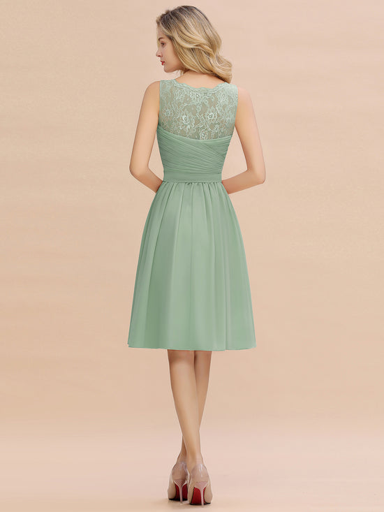 Simple Short A Line V-neck Knee Length Chiffon Bridesmaid Dress