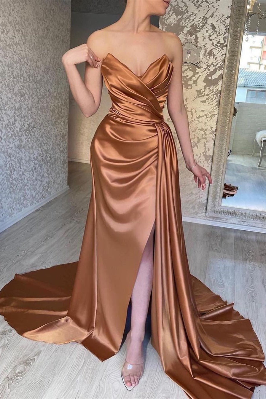 Elegant Long Gown Brown