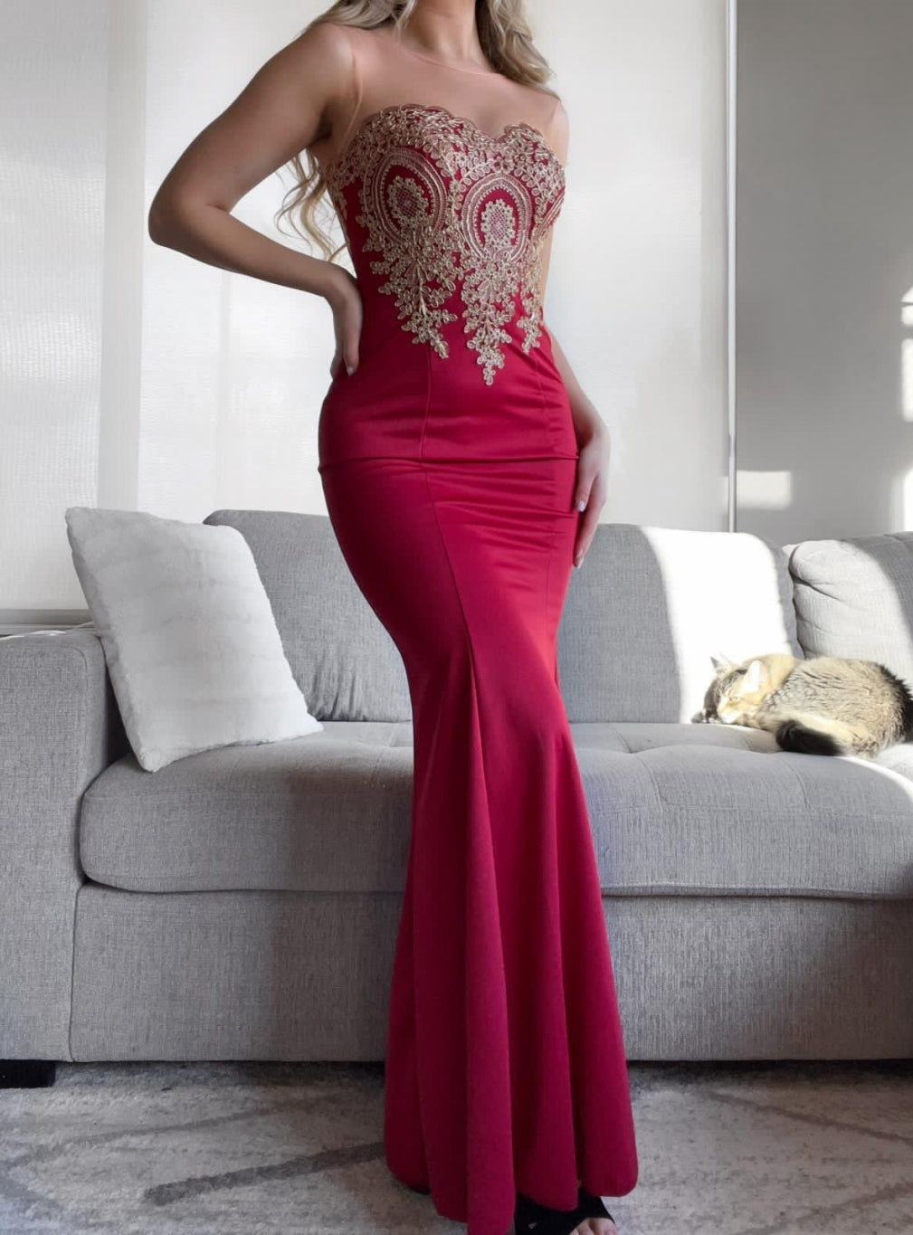 Long Mermaid Satin Tulle Floor Length Evening Dresses with Appliques Lace