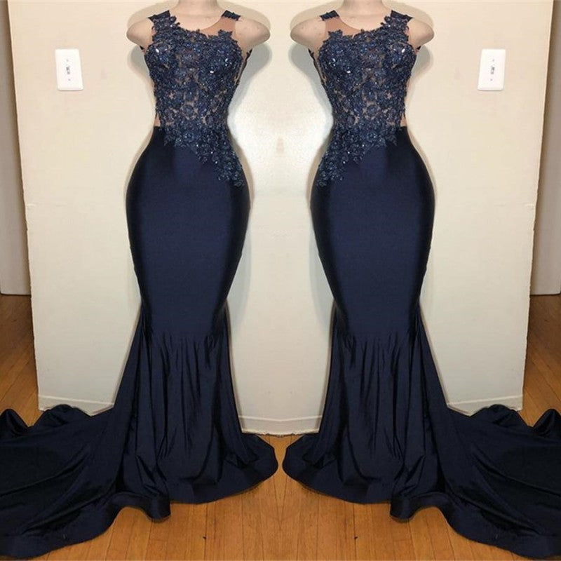 Sleeveless Mermaid Prom Dress with Intricate Appliques