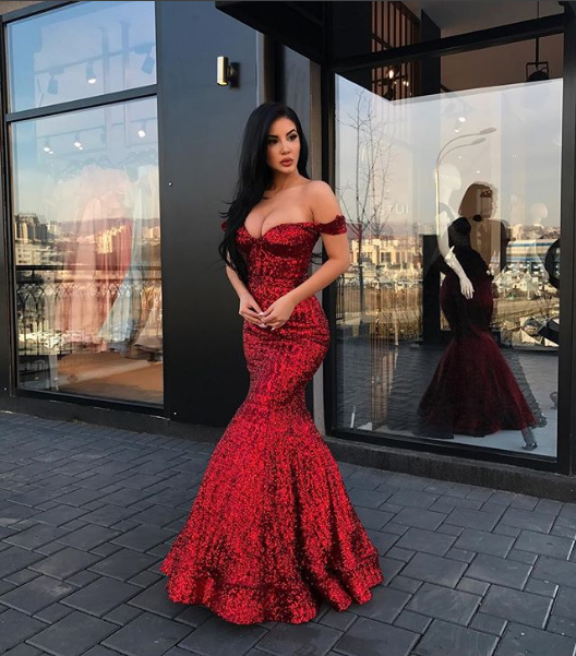 Off-the-Shoulder Sequins Mermaid Prom Dress