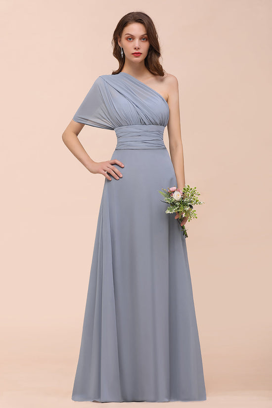 Classy Long A-Line Chiffon Bridesmaid Dresses With Ruched-BIZTUNNEL