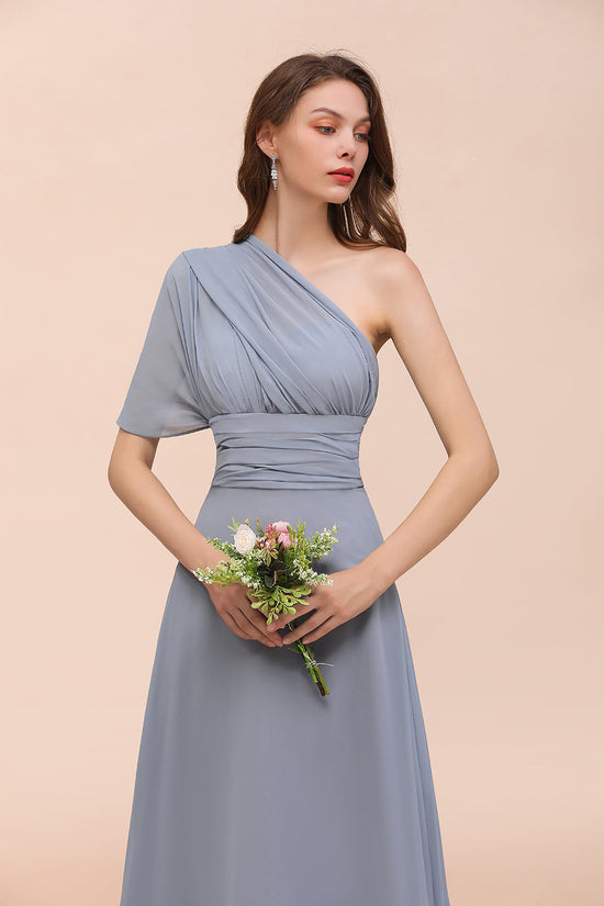 Classy Long A-Line Chiffon Bridesmaid Dresses With Ruched-BIZTUNNEL