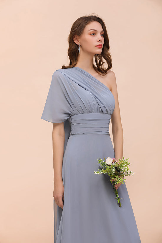 Classy Long A-Line Chiffon Bridesmaid Dresses With Ruched-BIZTUNNEL