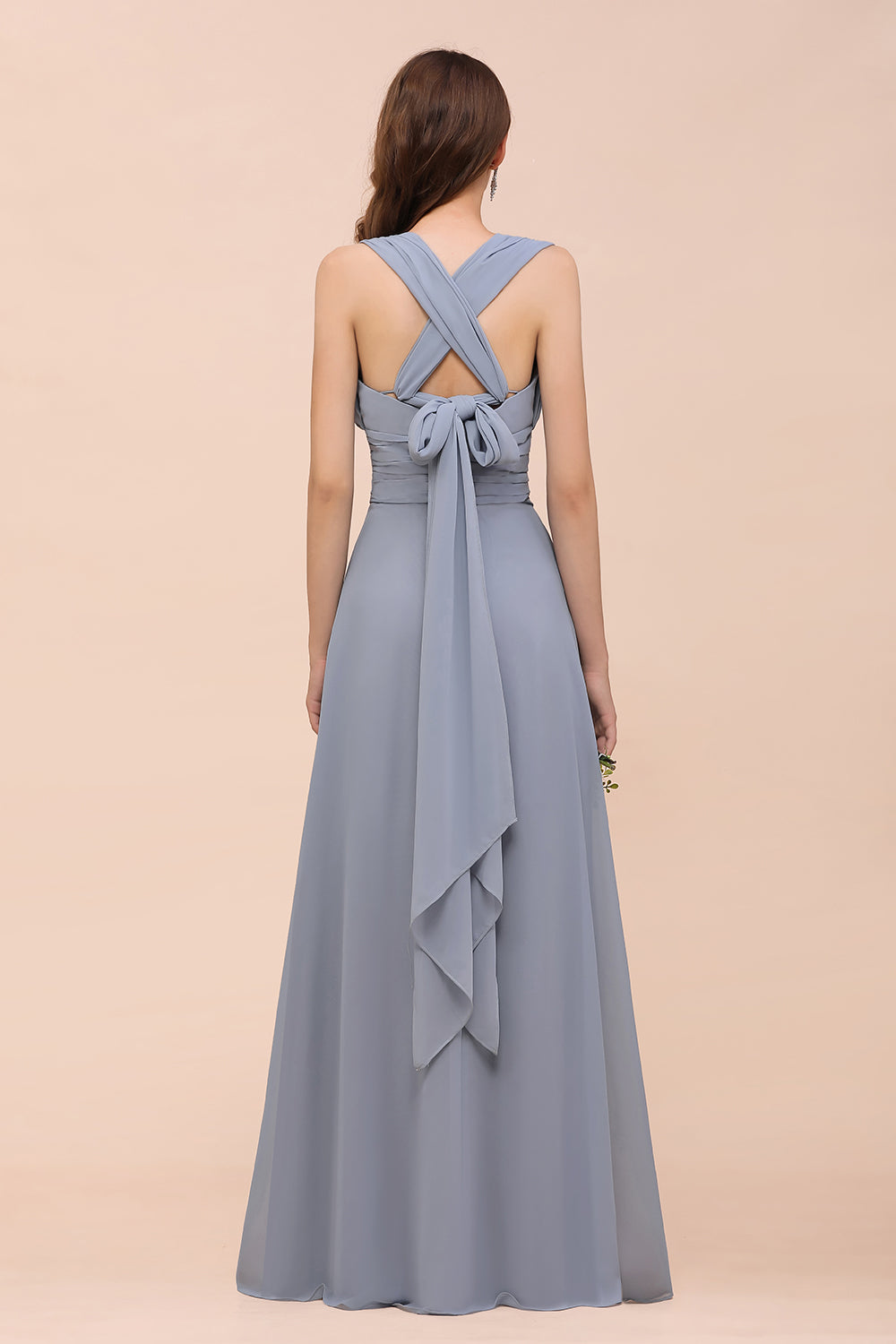 Classy Long A-Line Chiffon Bridesmaid Dresses With Ruched-BIZTUNNEL