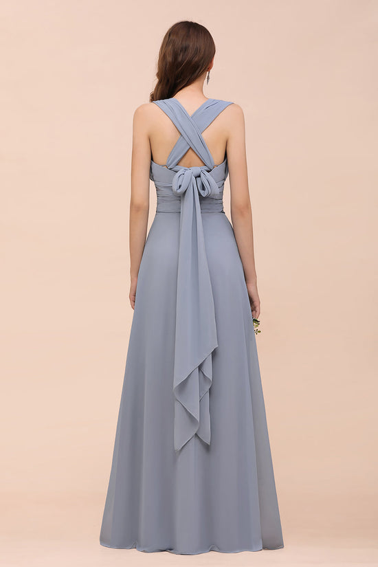 Classy Long A-Line Chiffon Bridesmaid Dresses With Ruched-BIZTUNNEL