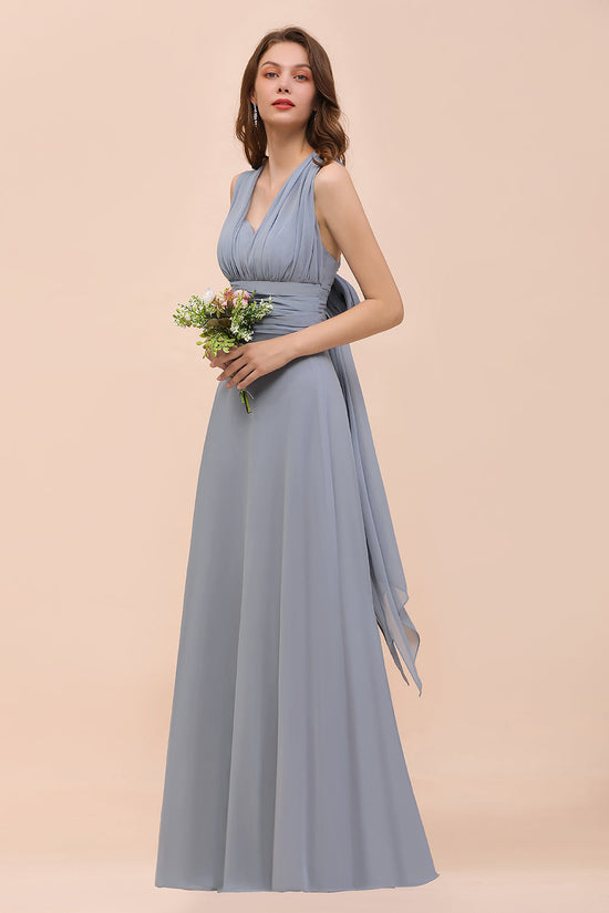 Classy Long A-Line Chiffon Bridesmaid Dresses With Ruched-BIZTUNNEL