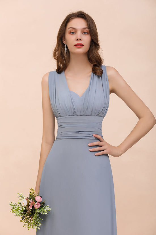 Classy Long A-Line Chiffon Bridesmaid Dresses With Ruched-BIZTUNNEL