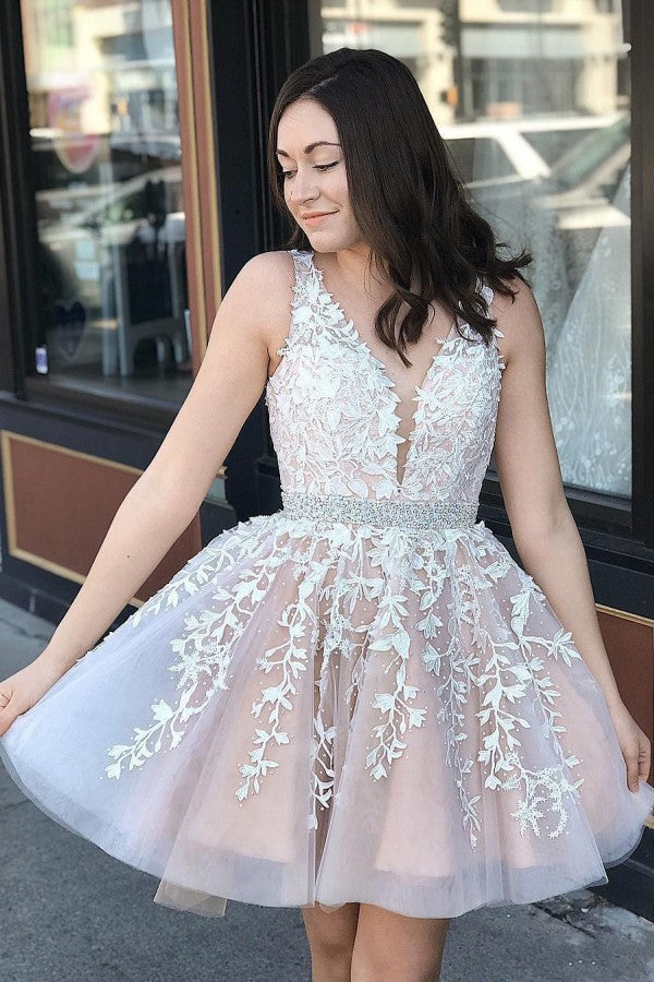 Cute white tulle short prom dress white homecoming dress