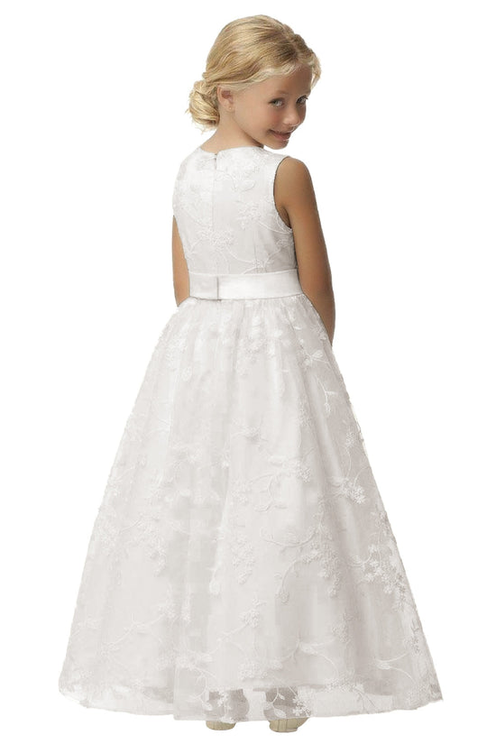 Cute Long A-line Jewel Lace Sleeveless Flower Girl Dresses-BIZTUNNEL