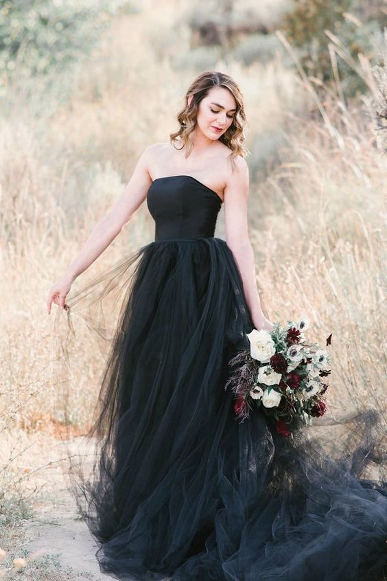 Black tulle bridesmaid dress sale