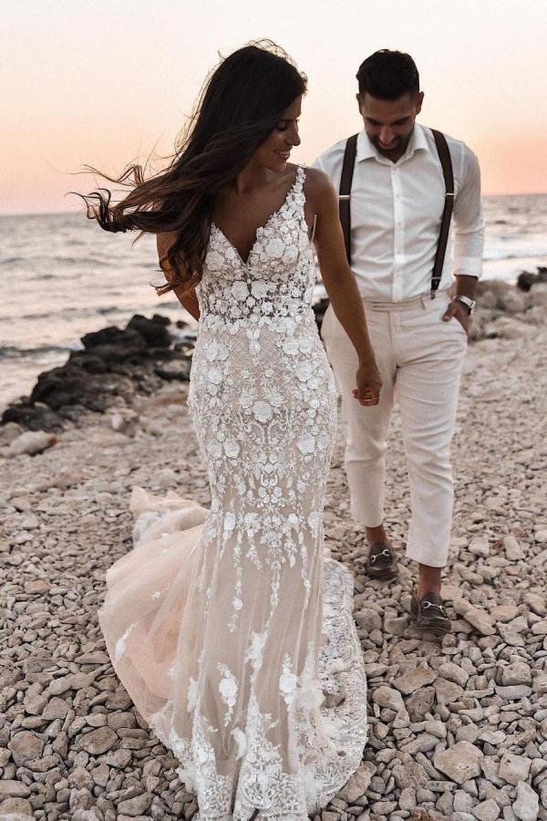 Beautiful Mermaid Beach Wedding Dress