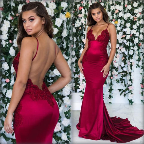 Ravishing Burgundy Mermaid Lace Gown for an Elegant Evening