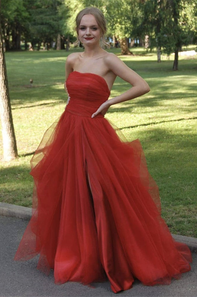 Radiant Rose Gold Strapless Tulle Ball Gown for Prom Night