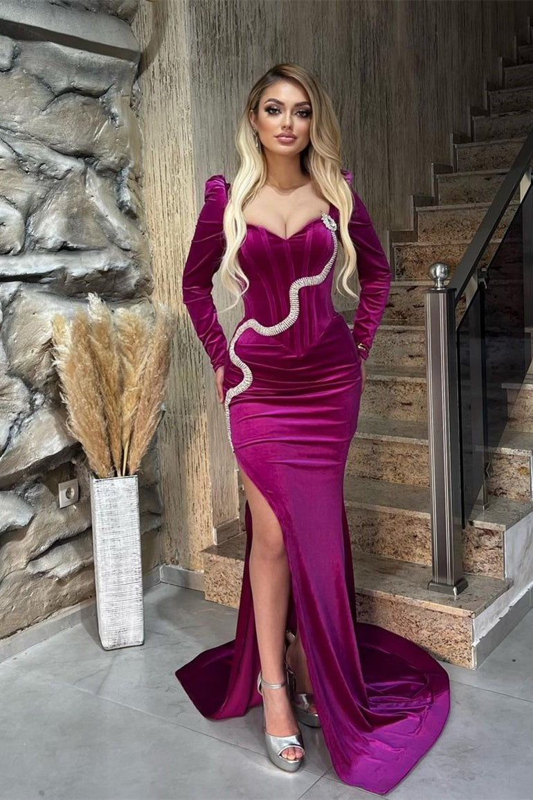 Long sleeve velvet sale mermaid dress