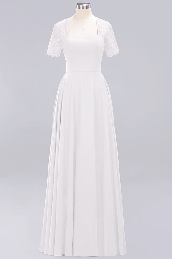 Long A-Line Chiffon Square Bridesmaid Dress with Sleeves-BIZTUNNEL