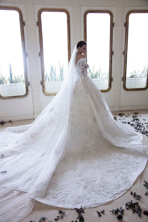 Long A-Line Off-the-Shoulder Sweetheart Backless Appliques Lace Crystal Wedding Dress with Sleeves-BIZTUNNEL