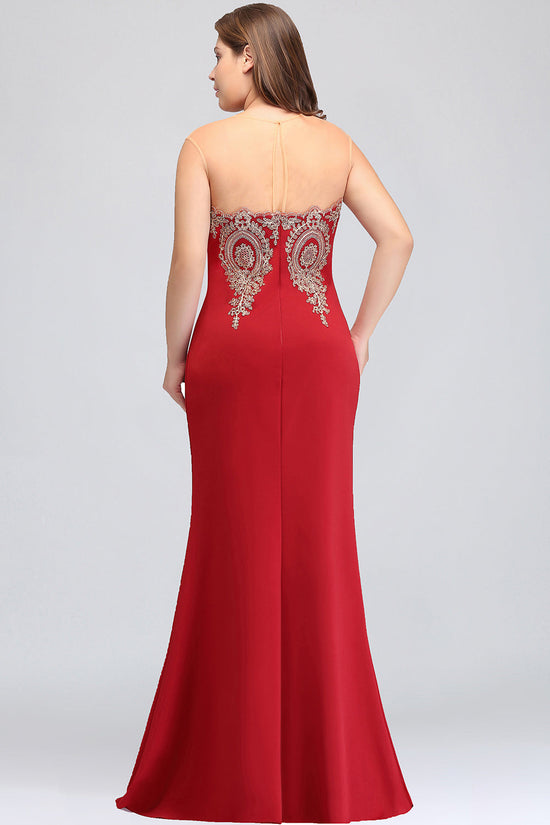 Mermaid Floor-Length Sheer Floor Length Dresses with Rhinestone Appliques - Biztunnel