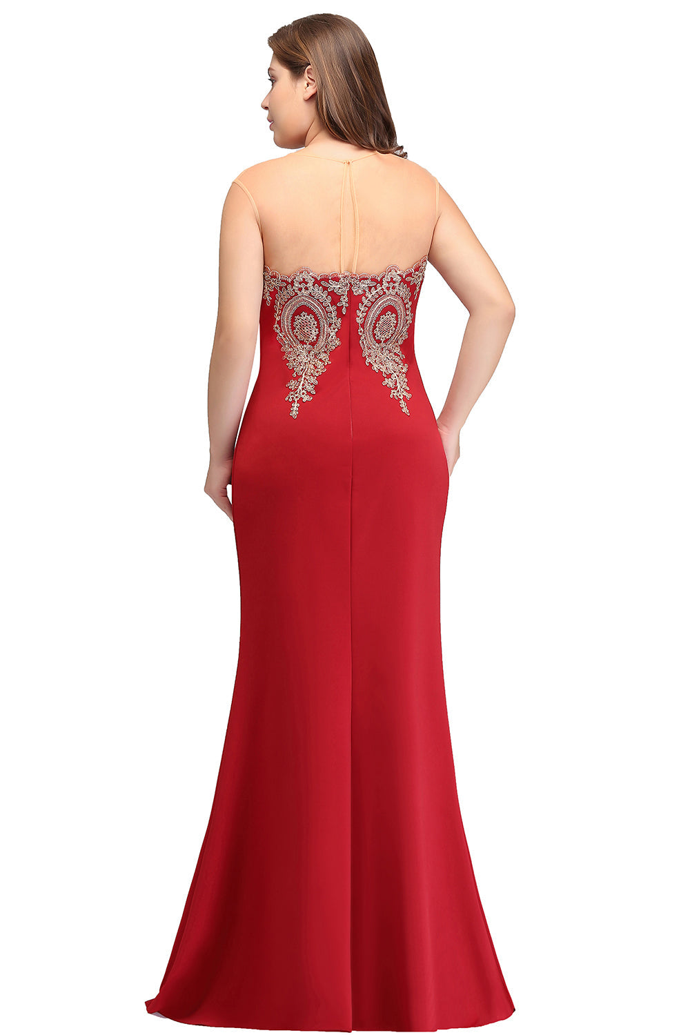 Mermaid Floor-Length Sheer Floor Length Dresses with Rhinestone Appliques - Biztunnel