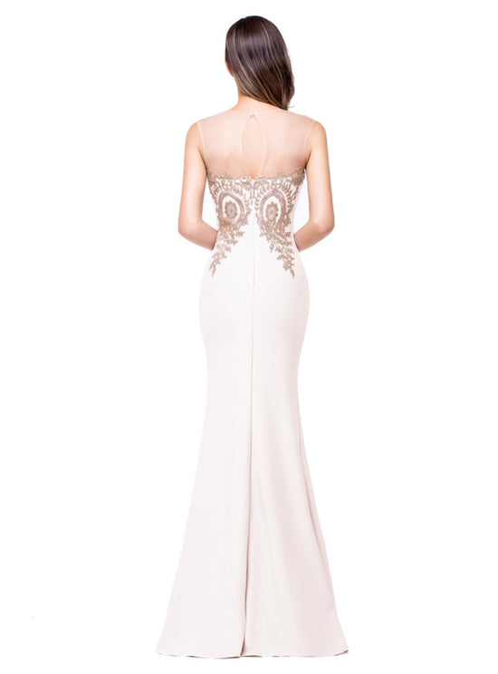 Mermaid Floor-Length Sheer Floor Length Dresses with Rhinestone Appliques - Biztunnel