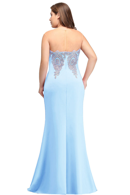 Mermaid Floor-Length Sheer Floor Length Dresses with Rhinestone Appliques - Biztunnel