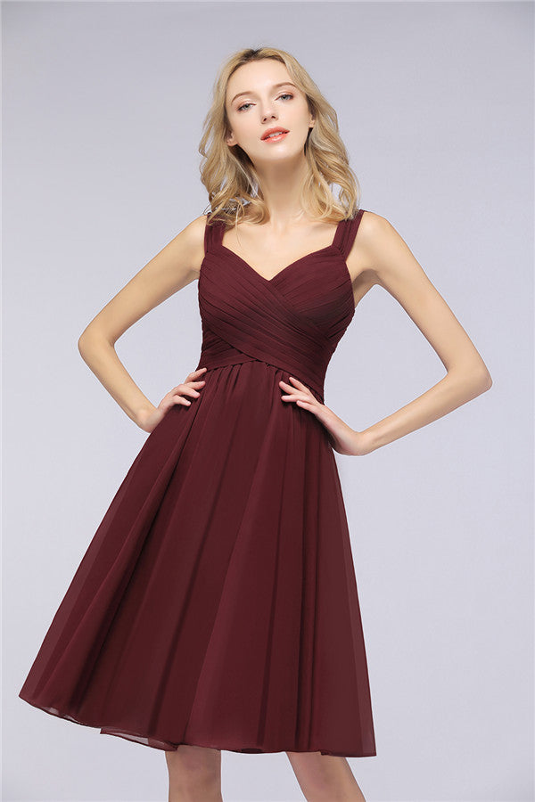 Short Maroon Bridesmaid Dresses