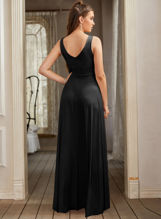 Sexy V-Neck Sleeveless Floor Length Dress with Slit - Biztunnel