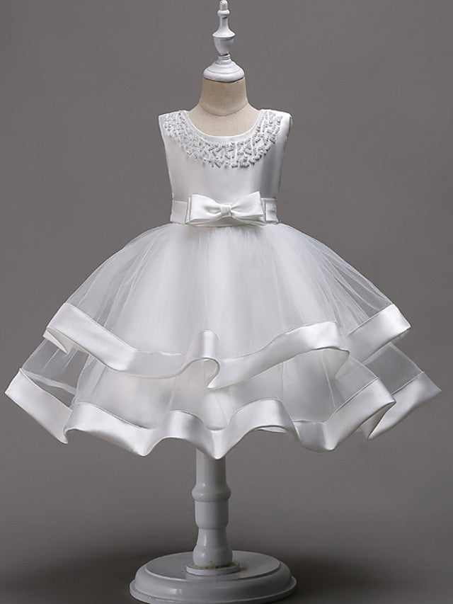 Short Princess Jewel Neck Wedding First Communion Pageant Flower Girl ...