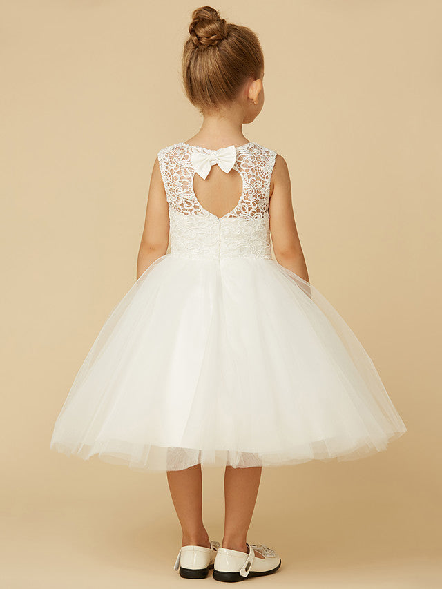 
                  
                    Short Princess Tulle Jewel Neck Wedding First Communion Flower Girl Dresses-BIZTUNNEL
                  
                