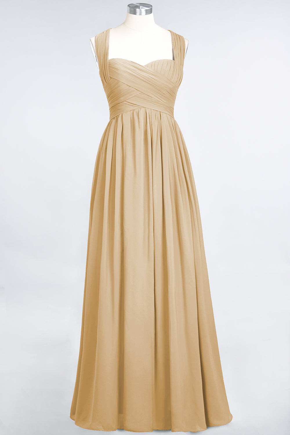 Simple Long A-line Chiffon Sweetheart Open Back Bridesmaid Dress-BIZTUNNEL