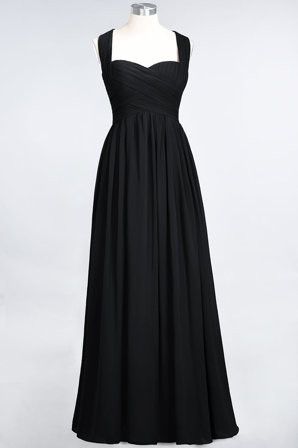 Simple Long A-line Chiffon Sweetheart Open Back Bridesmaid Dress-BIZTUNNEL