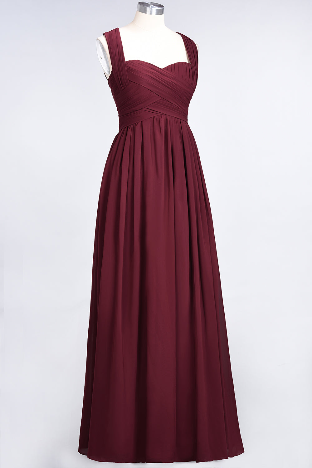 Simple Long A-line Chiffon Sweetheart Open Back Bridesmaid Dress-BIZTUNNEL