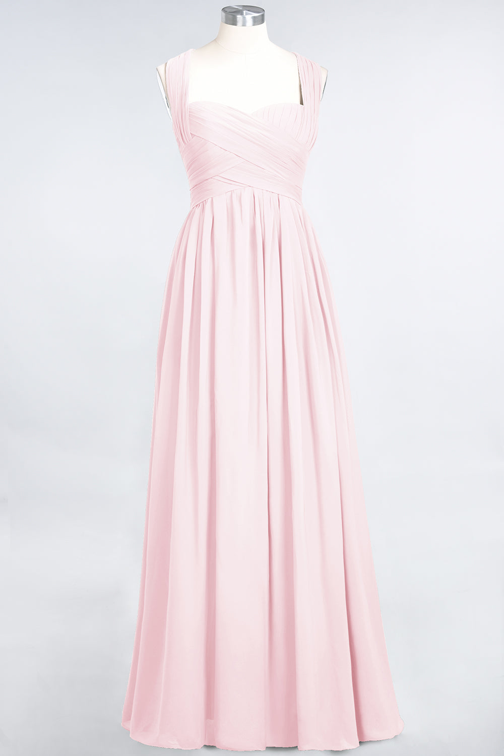 Simple Long A-line Chiffon Sweetheart Open Back Bridesmaid Dress-BIZTUNNEL